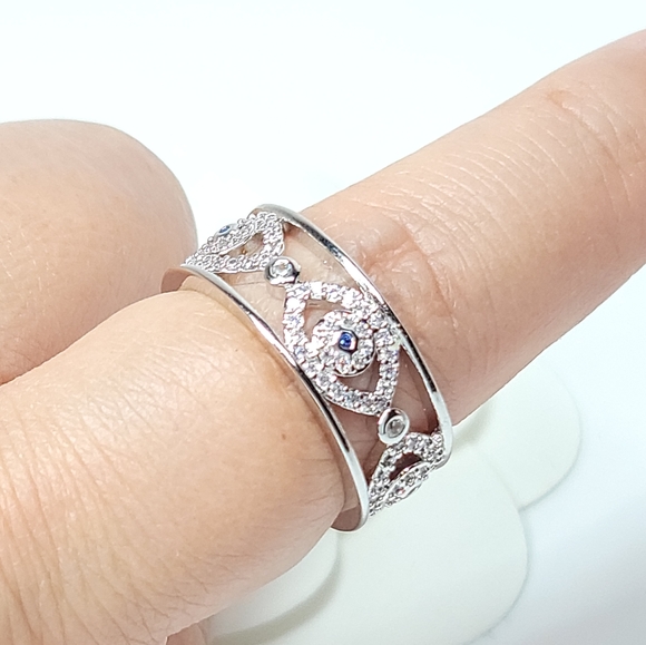 Evil Eye Micro Pave CZ Open Size Ring NEW - Picture 13 of 13